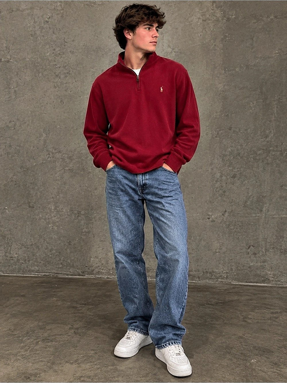 Polo Ralph Lauren Cotton Half-Zip Pullover Men's Red Polo